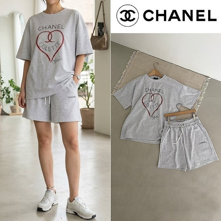 하트 로* 오버핏 하프 셋업